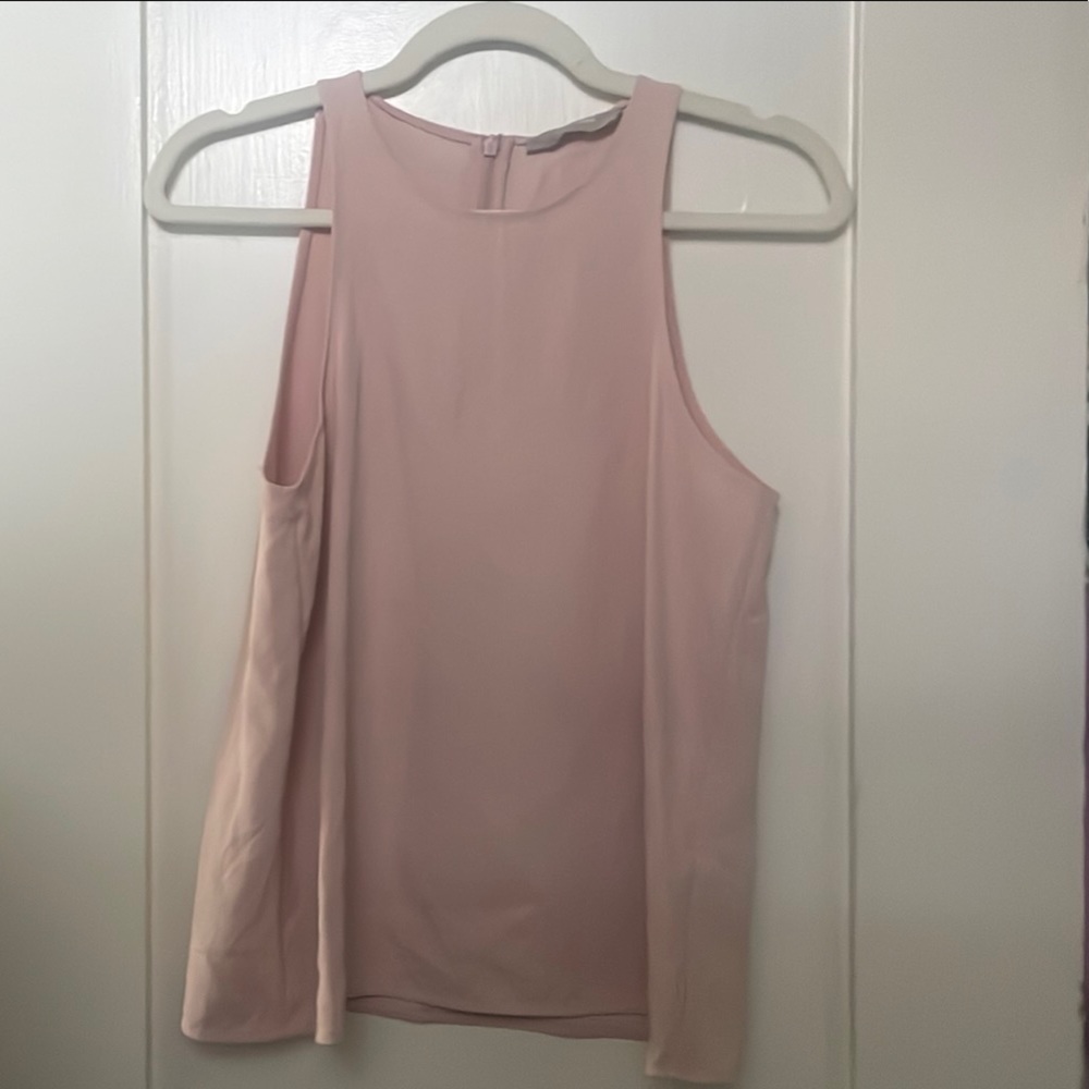 Everlane Asymmetrical Pink and White Tank Top